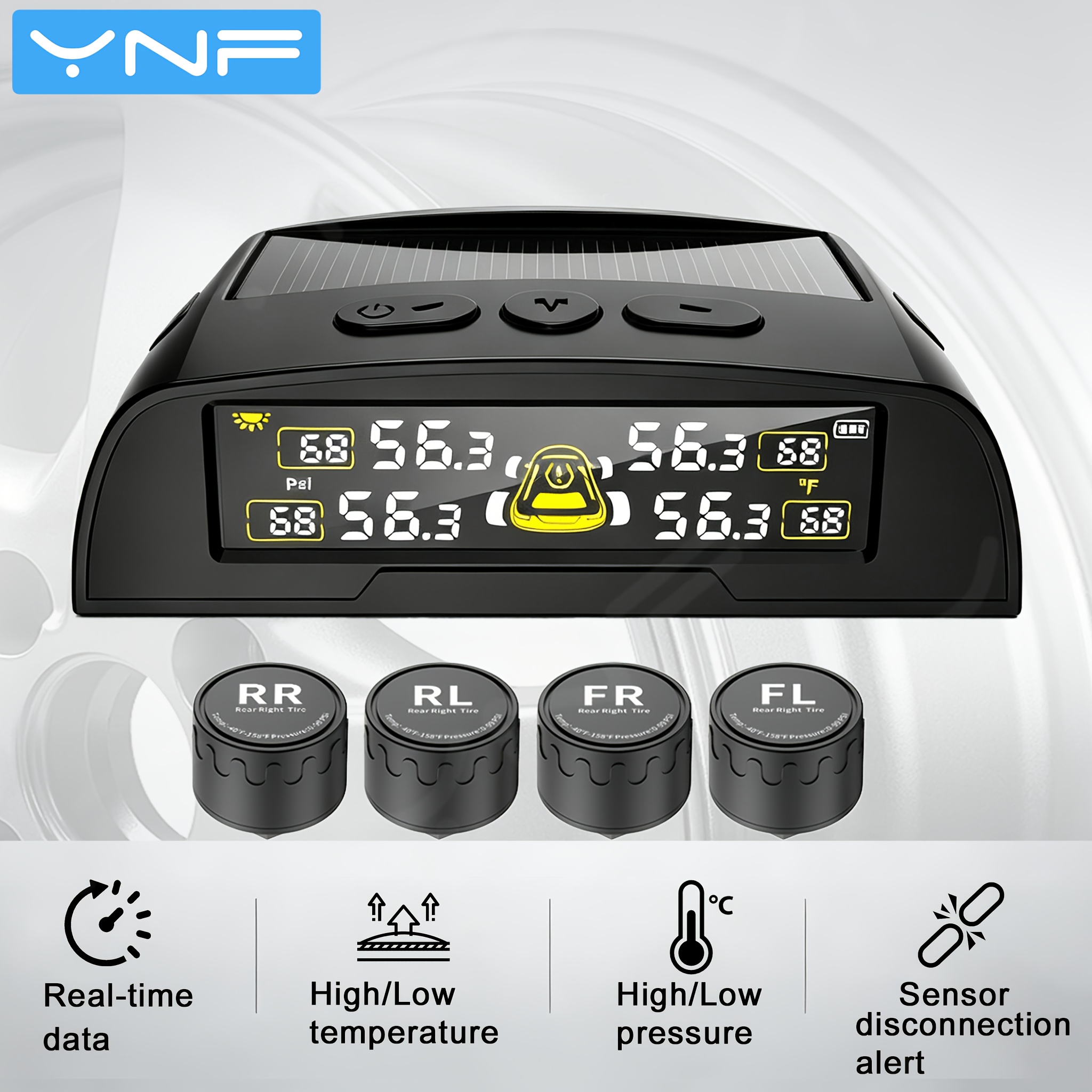 Temperature Sensor - YNF Universal TPMS, 4 External Sensors,