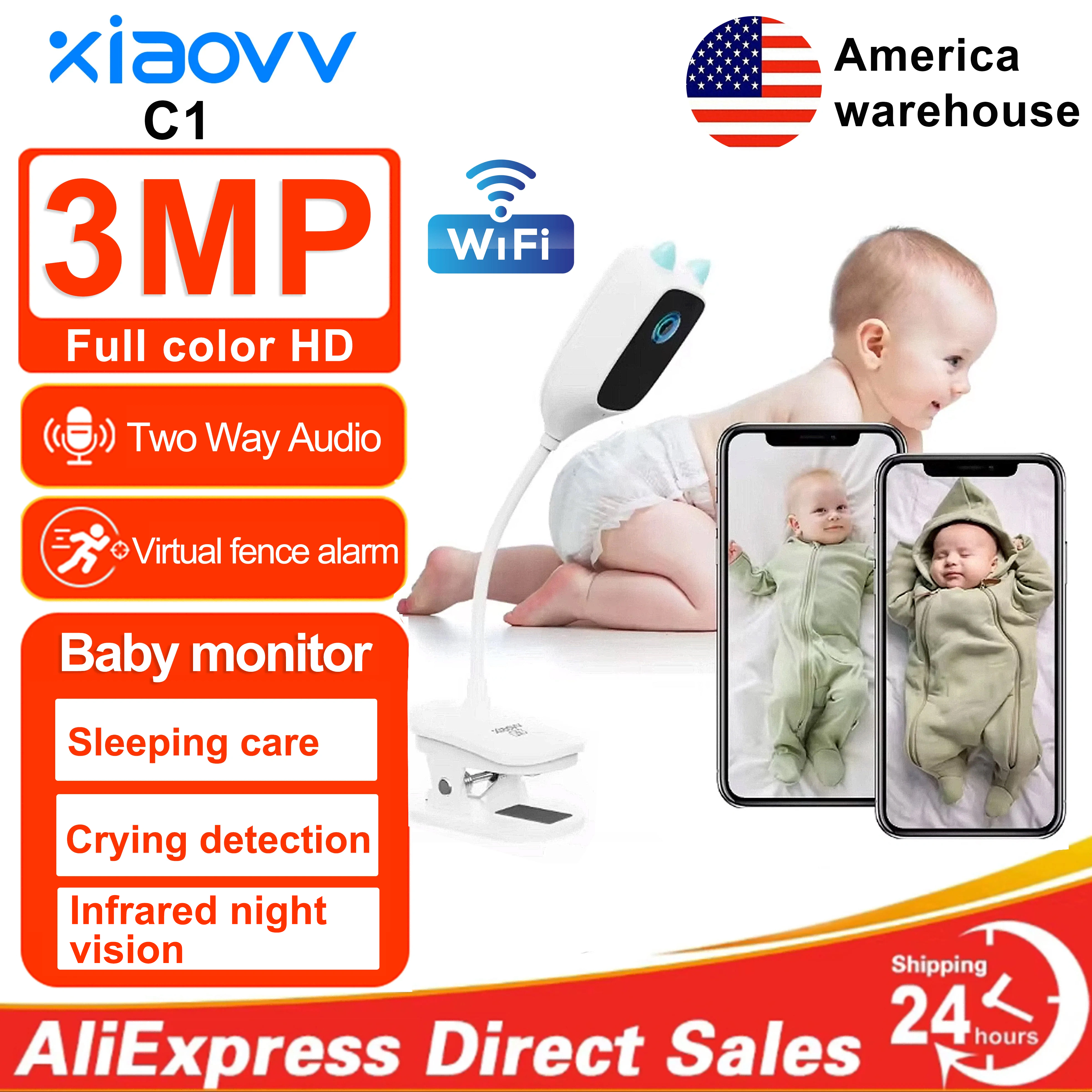 Smart Baby Night Light - XIAOVV 3MP 2K 2.4GHz WiFi Indoor