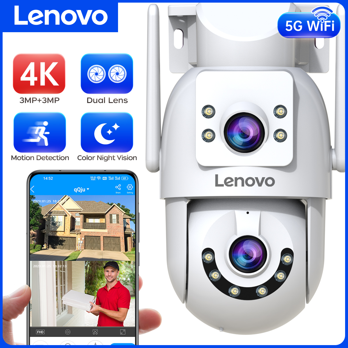 Smart Home Camera Ezviz - Lenovo HD PTZ Camera Outdoor 6MP