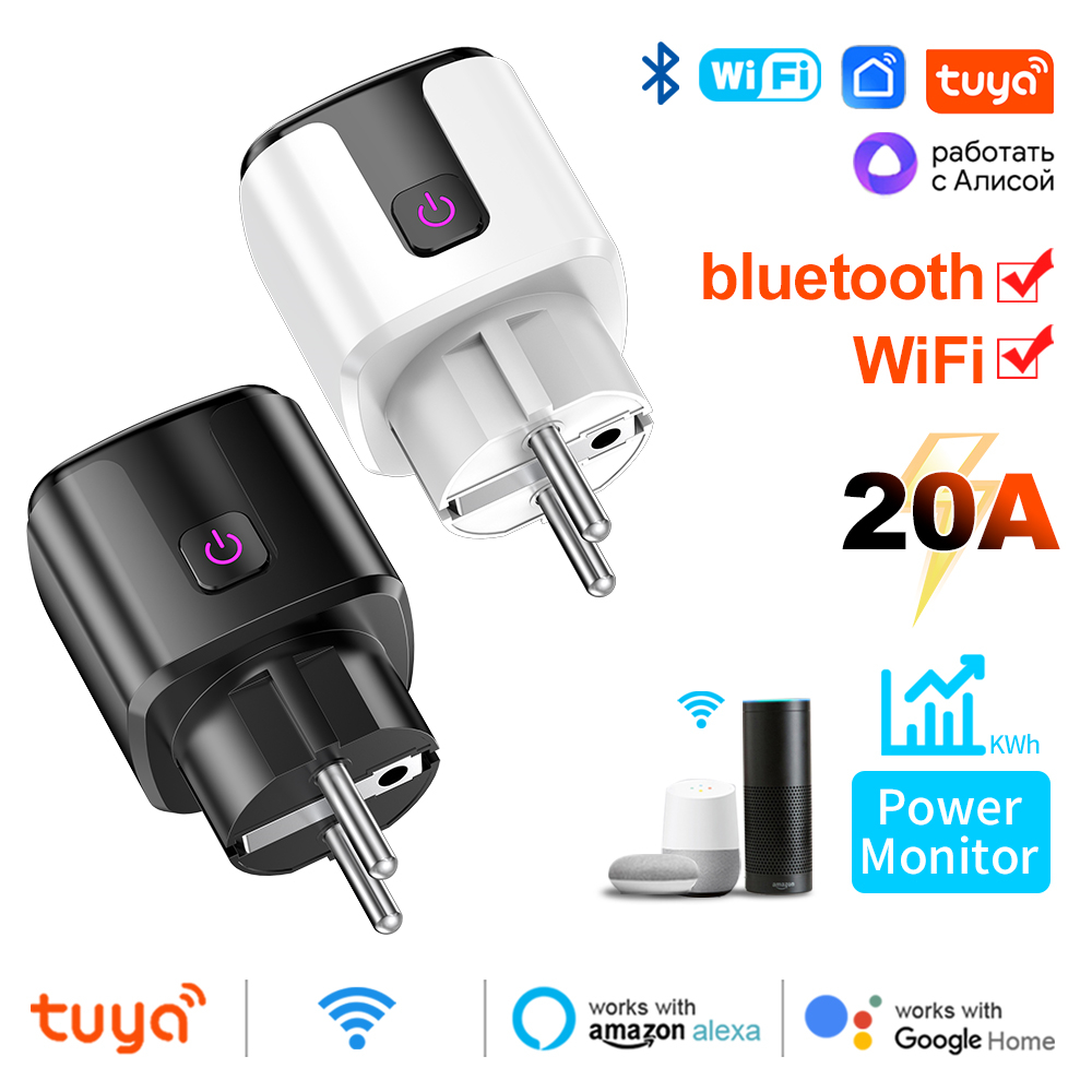 Smart Home Energy Monitor - Tuya Smart 20A EU Plug WiFi+Bluetooth