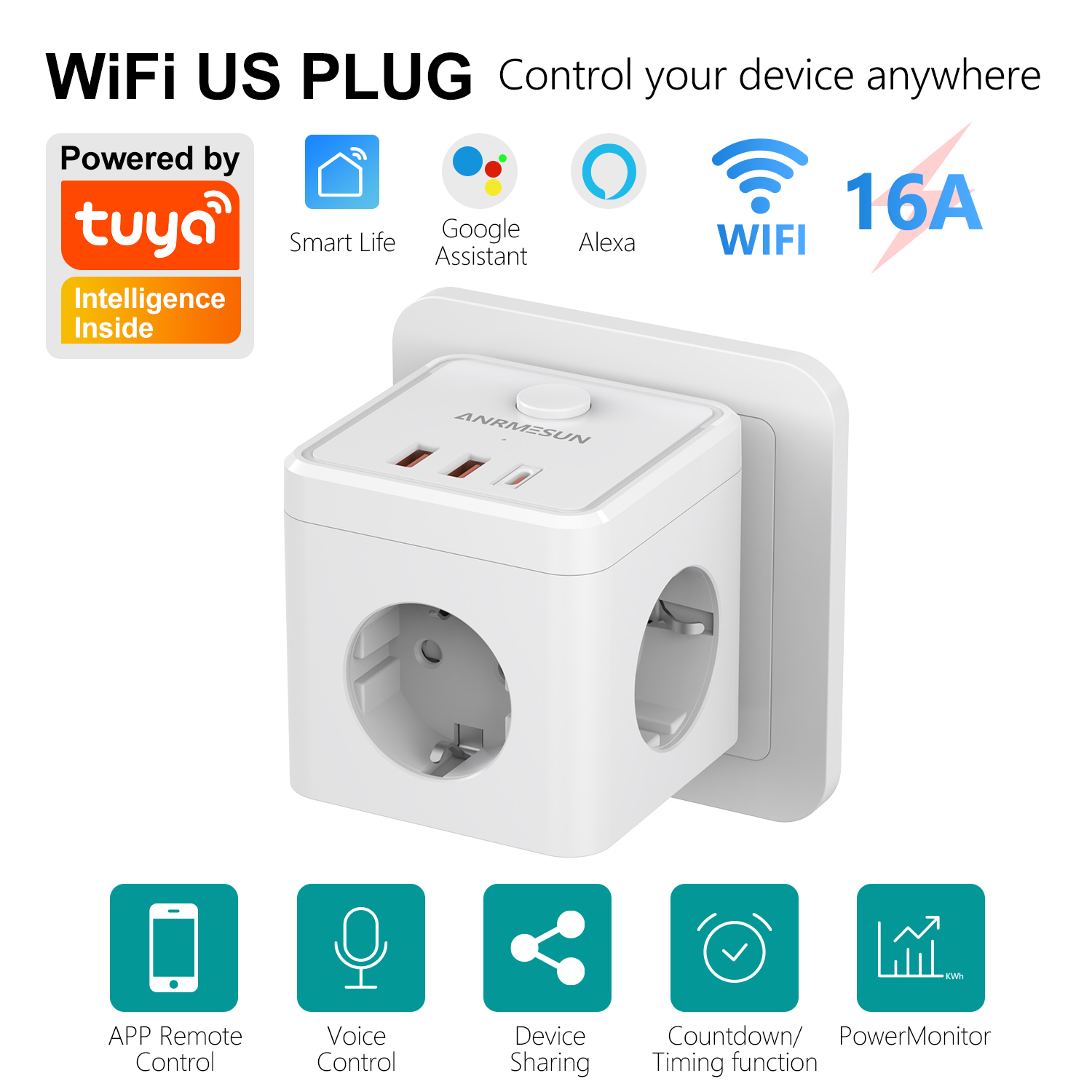 3 EU Plug 2 USB-A 1 Type-C Por - Smart Home Utilities recensie en prijs