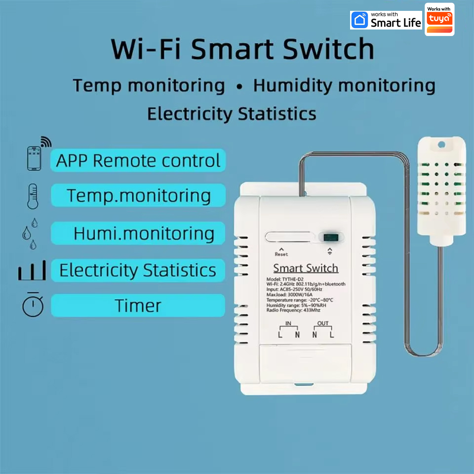 Work with tuya 16A 3000W WiFi  - Smart Home Energy Monitor recensie en prijs
